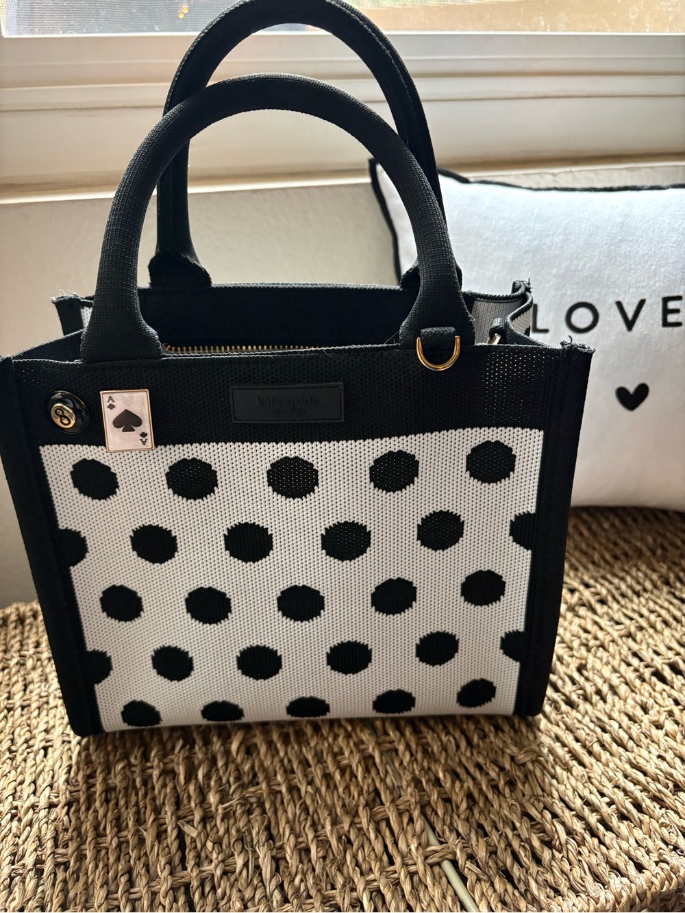 kate spade for Target Black and White Polka Dot Knit Tote